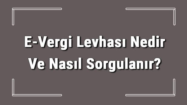 E-Vergi Levhası Nedir Ve Nasıl Sorgulanır?