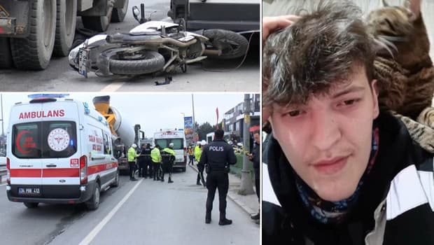 Güngören'de motosiklet sürücüsünün feci ölümü! Minibüse çarptıktan sonra üzerinden beton mikseri geçti