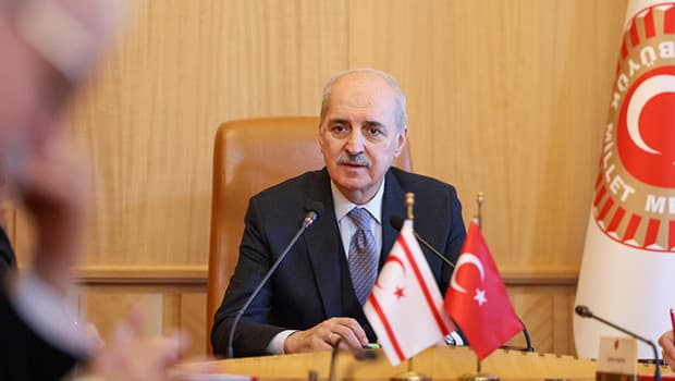 Kurtulmuş, KKTC-Türkiye Parlamentolar Arası Dostluk Grubu Başkanı Canaltay'ı kabul etti
