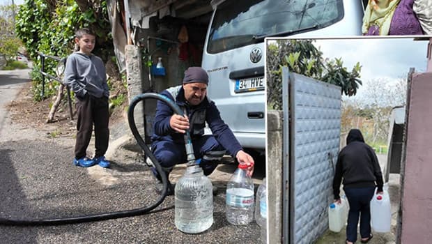 İstanbul'un bir ilçesinde 4 gündür su yok: Bidonlarla evlerine su taşıyorlar