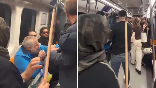 Yaptıkları tezahürat yolcuları çileden çıkardı | Metrodaki şampiyonluk kutlamasında ortalık karıştı: Oklavalı müdahale kamerada