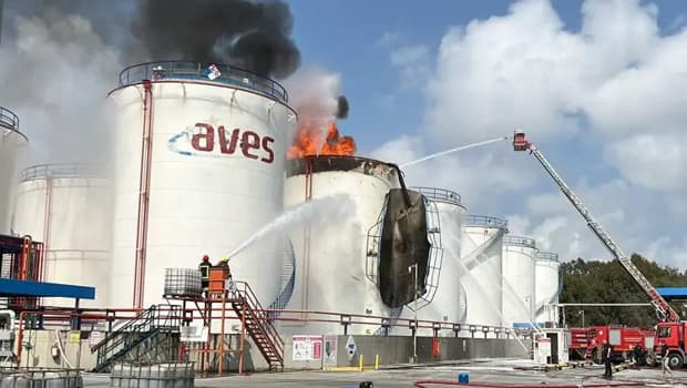 Mersin'de dolum tesisindeki yakıt tankında çıkan yangına ilişkin açıklama