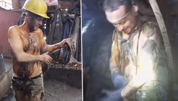 20 yıllık madenciye emeklilik şakası: Arkadaşları üzerine yağ döktü