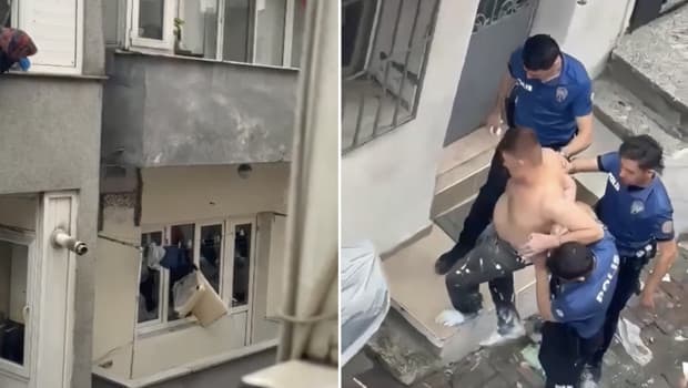 Kağıthane'de panik anları: Sinir krizi geçirdi, evin camlarını kırıp eşyaları sokağa attı