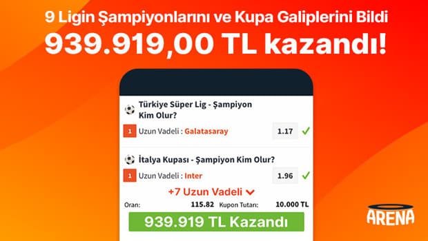 9 Ligin Şampiyonlarını ve Kupa Galiplerini Bildi 939.919,00 TL kazandı!