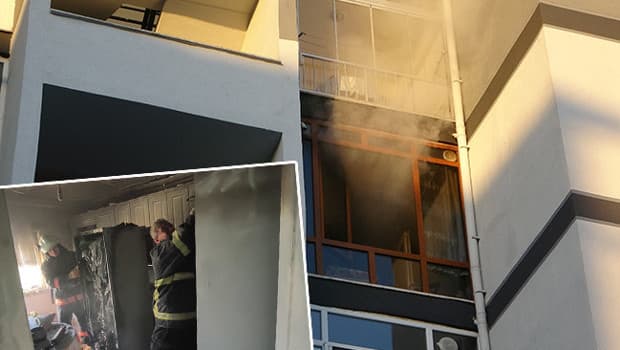 Mutfakta çıkan yangını fark etti, eşini uyandırıp evden çıktı
