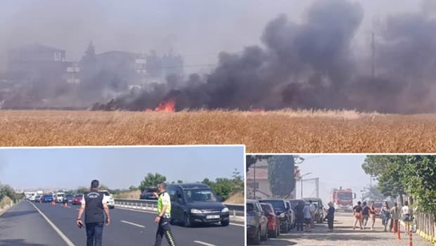 Tekirdağ'da tarlada çıkan yangın 4 farklı noktaya sıçradı! Yerleşim alanlarına yaklaşıyor