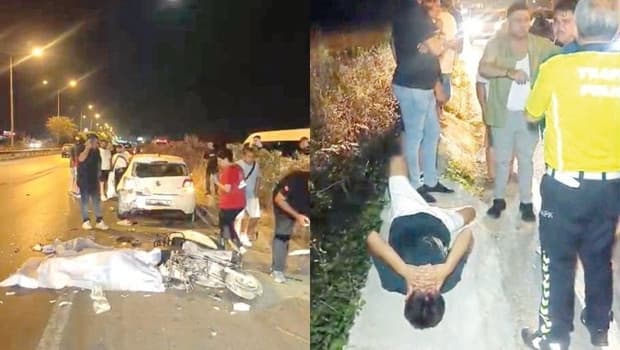 Emniyet şeridindeki otomobile çarptı: 1 ölü 1 yaralı