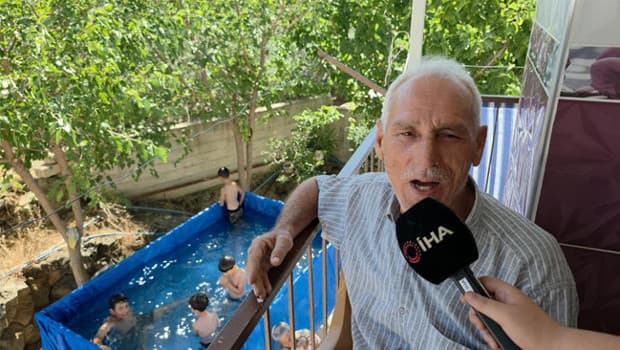 Tatil için yanına gelen torunları istedi: Harekete geçti! 'Deniz istedik, dedem denizi buraya getirdi'