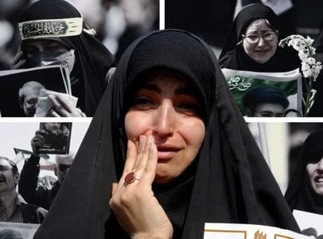 Tahran'da binler meydanlara döküldü! ABD-İsrail karşıtı sloganlarla Laricani ve Süleymani'ye veda edildi