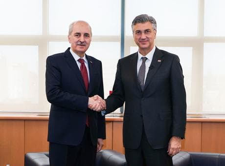 TBMM Başkanı Kurtulmuş, Hırvatistan Başbakanı Plenkovic ile bir araya geldi