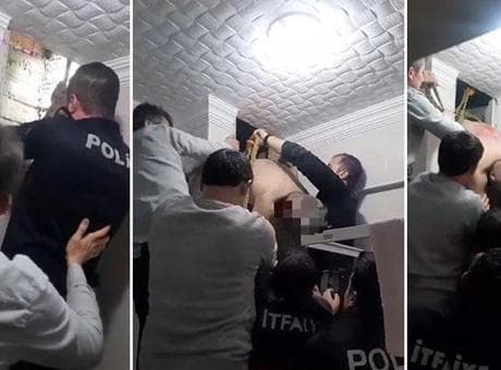 Boşanma aşamasındaki eşinin evine girmek istedi, havalandırma boşluğunda sıkıştı