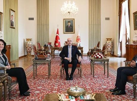 TBMM Başkanı Kurtulmuş, DEM Parti'li Buldan ve Sancar'ı kabul etti