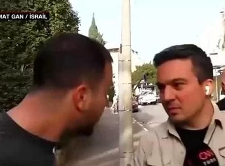 İsrail'de CNN Türk canlı yayınına müdahale! 'Türk yazısını görünce geldi'
