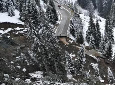 Bulgaristan'da toprak kayması! 60 metrelik yol çöktü, ağaçlar söküldü