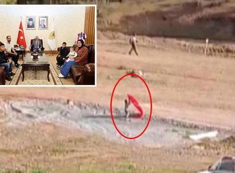 Bayrak yere düşmesin diye piste koştu! 14 yaşındaki Yusuf’un milli şuuru alkış topladı