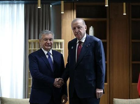 Cumhurbaşkanı Erdoğan, Özbekistan Cumhurbaşkanı Mirziyoyev ile görüştü
