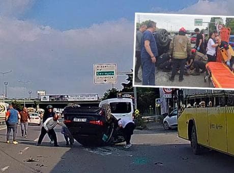 Kadıköy'de sürücüsü rahatsızlanan otomobil takla attı! Feci kaza kamerada