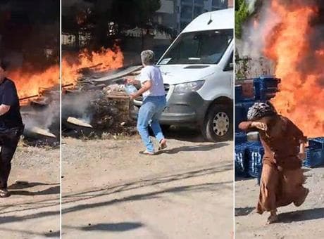 Adana'da korku dolu anlar! Otluk alanda çıkan yangın için mahalleli seferber oldu
