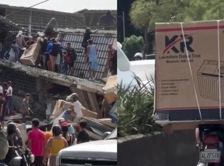 Venezuela'da deprem sonrası skandal görüntü! Yağma başladı: Polisler motosikletleriyle taşıdı