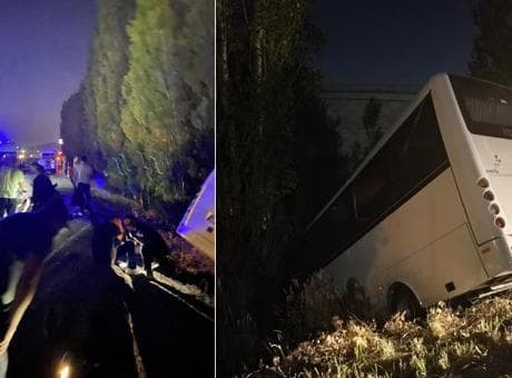 Ters şeride giren otomobil servisi şarampole uçurdu: 8 yaralı