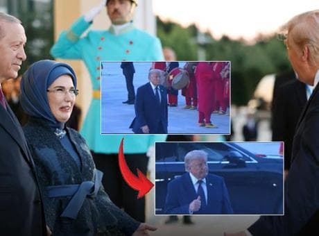 Beştepe'de Mehteranlı karşılama! Trump'ın hayranlığı kameralara yansıdı