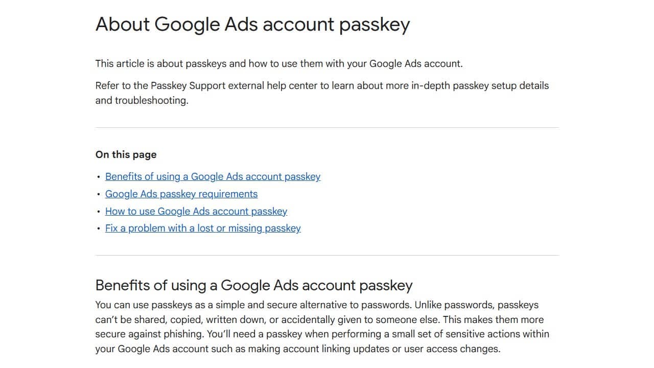 Google, yeni Google Ads şifre anahtarı yardım dokümanını yayınladı