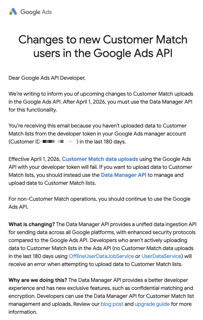 Google, Ads API'de Müşteri Eşleştirme yüklemelerini devre dışı bırakacak