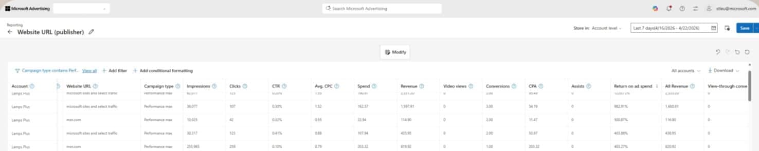 Microsoft Ads, Maksimum Performans yerleşimlerine daha derin raporlama ekler