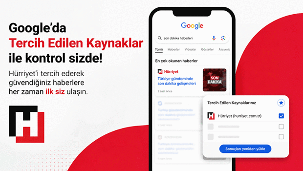 Artık Google'da kontrol elinizde: Hürriyet'i Tercih Edilen Kaynaklar listenize ekleyin, haberi aldığınız adresi algoritma yerine siz belirleyin