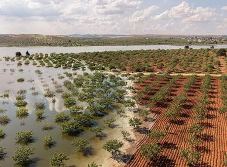 Gaziantep’te felaketin izi havadan görüntülendi! 50 yıllık fıstık ağaçları sular altında kaldı