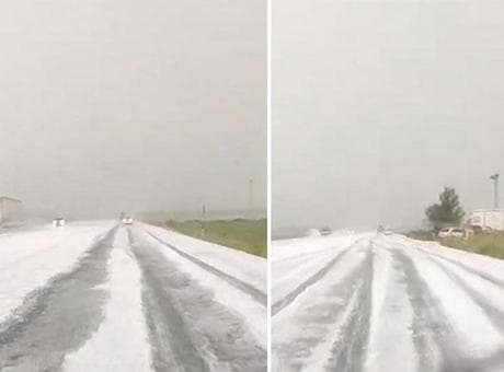 Bir anda bastırdı, karayolu beyaza büründü! Sürücüler zor anlar yaşadı