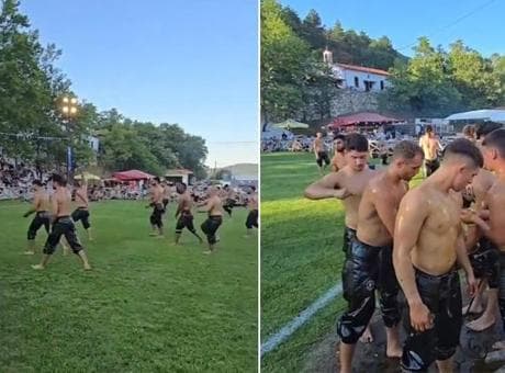 Caciki, baklavaki şimdi de pehlivanidis! Görüntüler Yunanistan'dan...