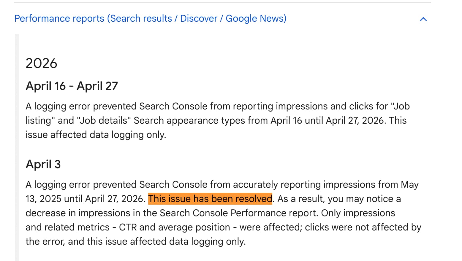 Google, Search Console'un yıl boyu süren veri kaydı sorununu düzeltti - yani, bir nevi...